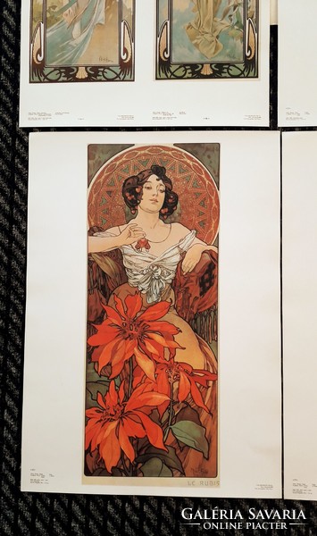 60x43cm 10 darabos Alfons Mucha plakát szett  reprodukció