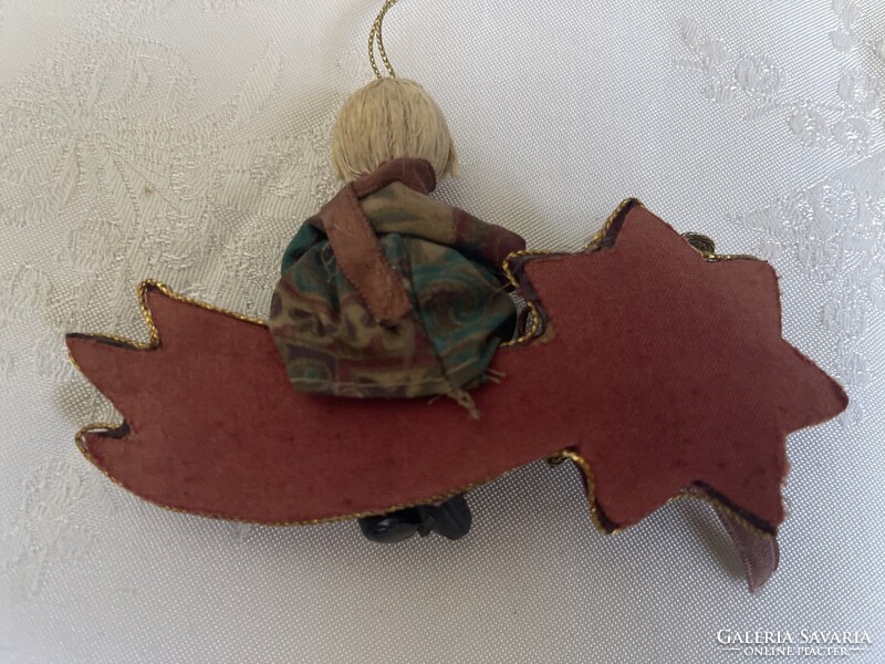 Gyönyörű régi selyem kézműves karácsonyfa dísz.