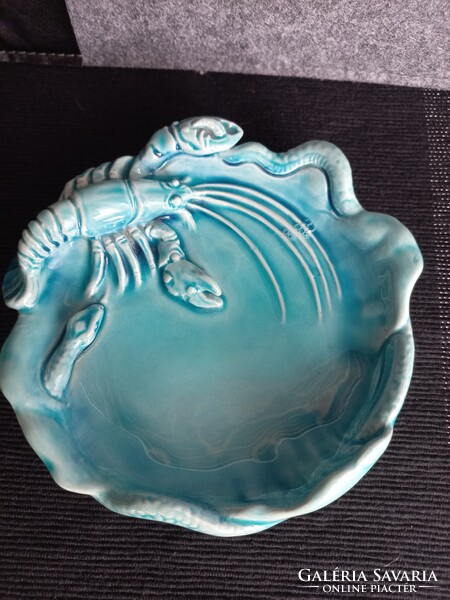 Zsolnay alapmázas art deco rákos tál/dísztál