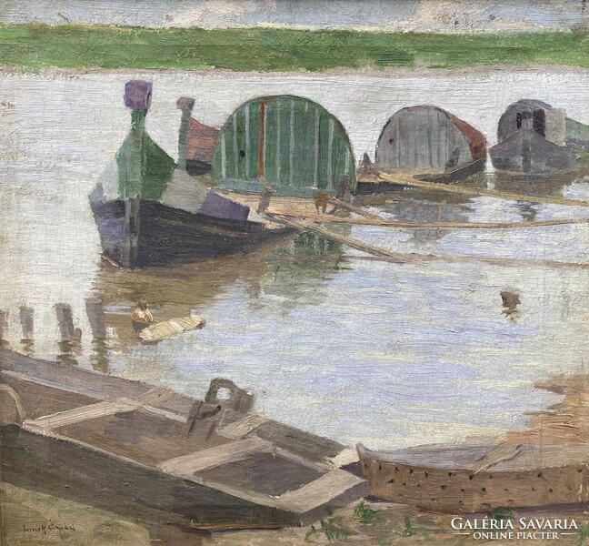 Romek Árpád - Halászbárkák a Tiszán