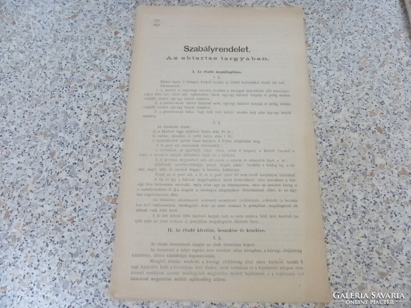 Szabályrendelet az ebtartásról 1896