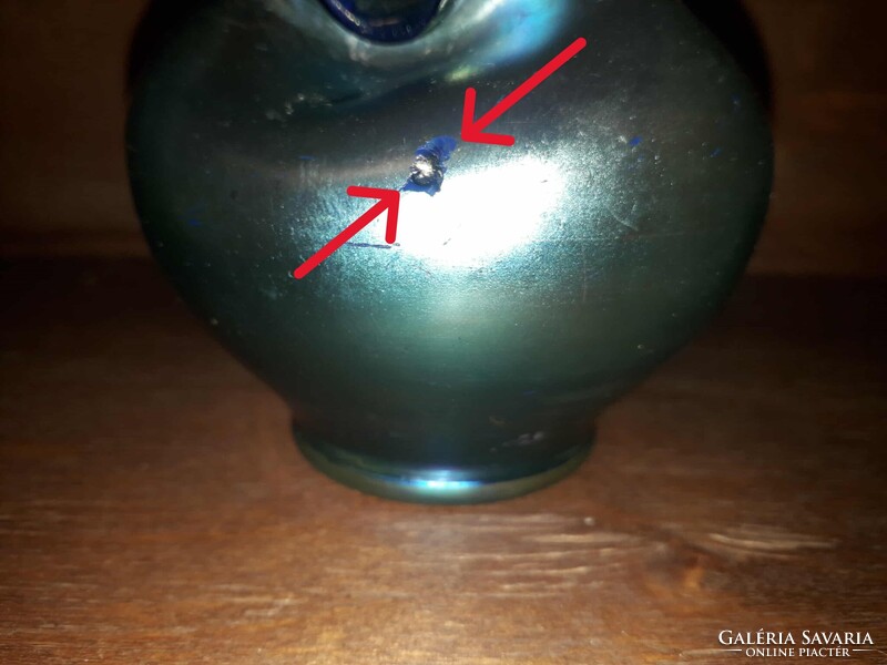 Steuben Glass / Kék Aurene / üveg váza / U.S.A.