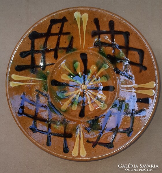 Mázas, fali kerámia tányér