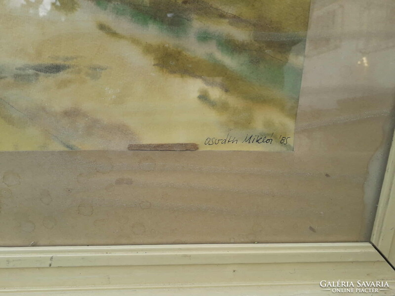 Osváth Miklós festmény-akvarell / Tápió vidékén.