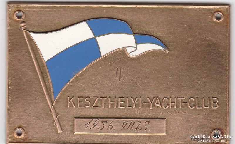 Keszthelyi Jacht Club 1936 II.hely versenydíj plakett