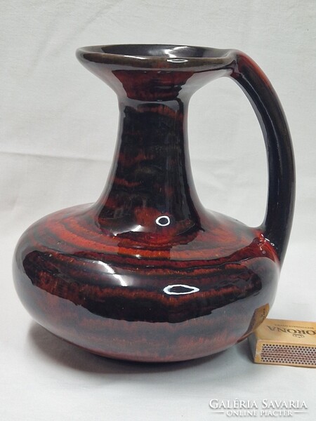 Nagyméretű dekoratív iparművészeti mázas kerámia váza vagy kiöntő hibátlan állapotban 18 cm. magas