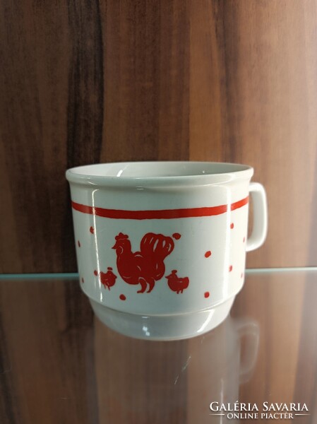 Zsolnay piros kakas bögre,Egyedi,gyűjtőknek karácsonyra ,értékes ajándék, különleges meglepetés