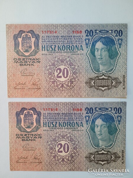 SORSZÁMKÖVETŐ 20 KORONA 1913 // HÚSZ KORONA 1913