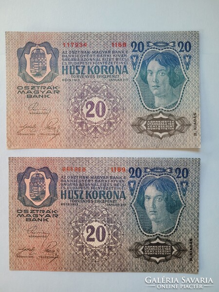 20 /HÚSZ/ KORONA 1913  II.KIADÁS