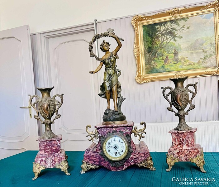 Antik Francia asztali óra szett