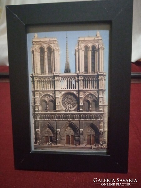 1970 s framed post card in 13 x 18 cm new black frame Notre Dame Paris