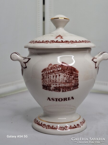 Régi Hotel ASTORIA AQVINCUMI porcelán MUSTÁROS edény