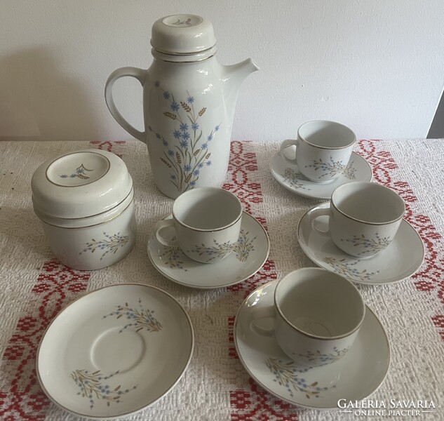 Hollóházi búzavirág mokkáskészlet