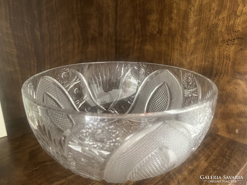 Hatalmas kristály tál 26 cm átmérőjű