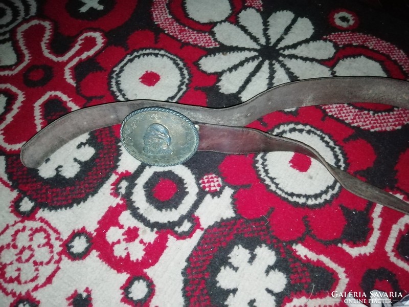 Old large belt buckle leather belt