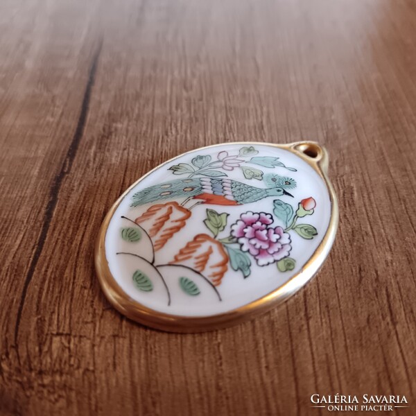 Régi Herendi Paon de Peking mintás porcelán medál