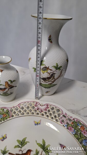 Herendi  porcelán Rothschild mintás vázák és fali tál egyben