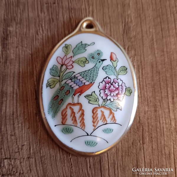 Régi Herendi Paon de Peking mintás porcelán medál