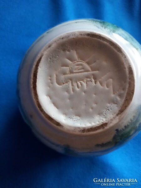 GORKA GÉZA- ZSOLNAY RENDKÍVÜL RITKA GYŰJTŐI HIBÁTLAN VÁZA  3 HAL MOTÍVUM