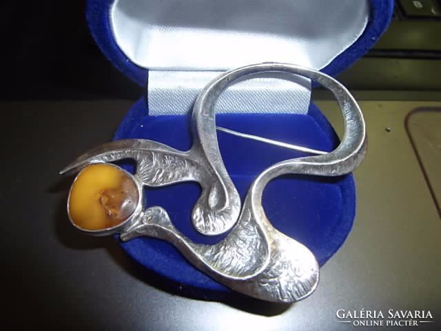 Jugendstil ezüst bross