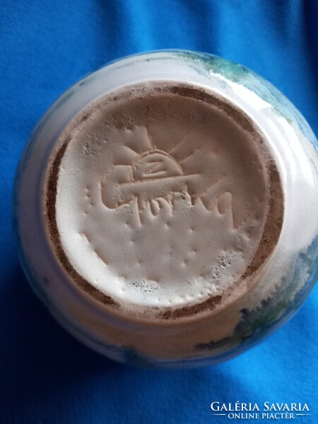 GORKA GÉZA- ZSOLNAY RENDKÍVÜL RITKA GYŰJTŐI HIBÁTLAN VÁZA  3 HAL MOTÍVUM