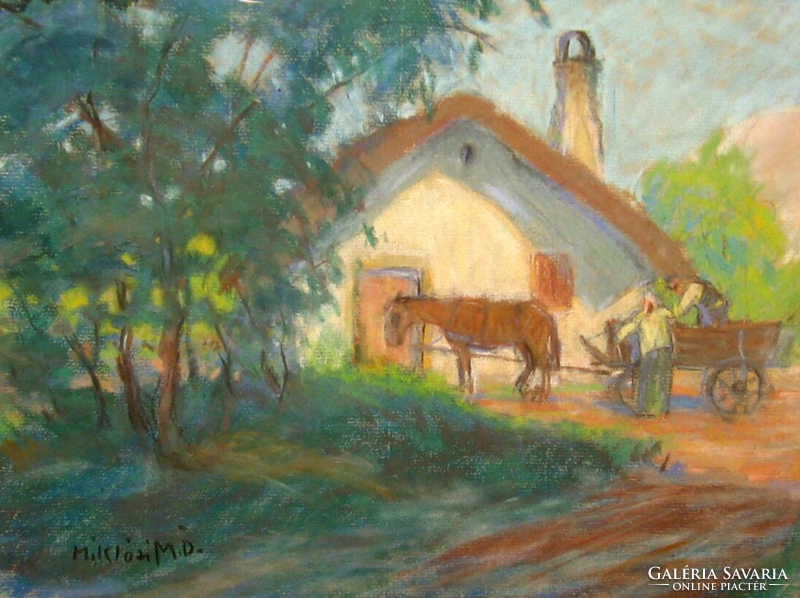 GARANTÁLTAN EREDETI CSODÁS  Miklósi-Mutschenbacher Ödön / 1881-1942 / : LOVASSZEKÉR