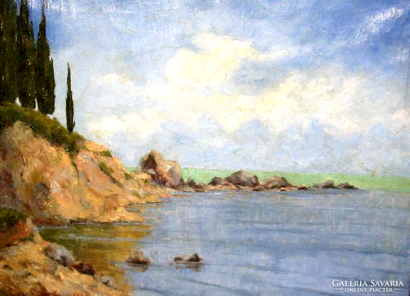 SPLIT 1930 GARANTÁLTAN EREDETI CSODÁS BUDAI FISCHER EDWIN / 1887-1931 / FESTMÉNY