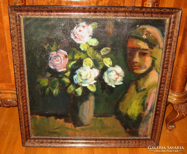 GARANTÁLTAN EREDETI CSODÁS BENEDEK JENŐ / 1906-1987 / : ART DECO CSENDÉLET