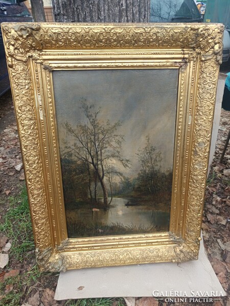 Antique Biedermeier, signed painting. 1870 and onwards.