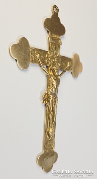 Vintage/régi katolikus aranyozott réz kereszt / feszület