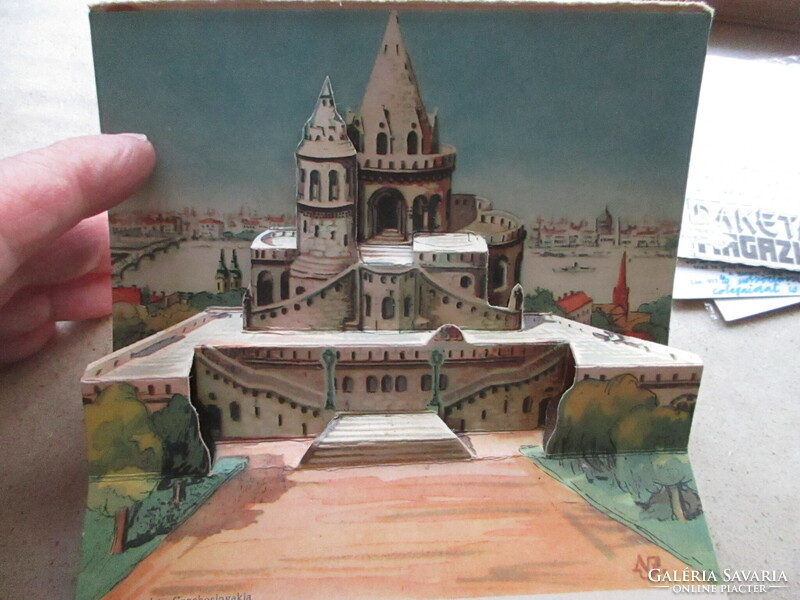 1958. Budapest Halászbástya kinyitható térbeli képeslap (117)