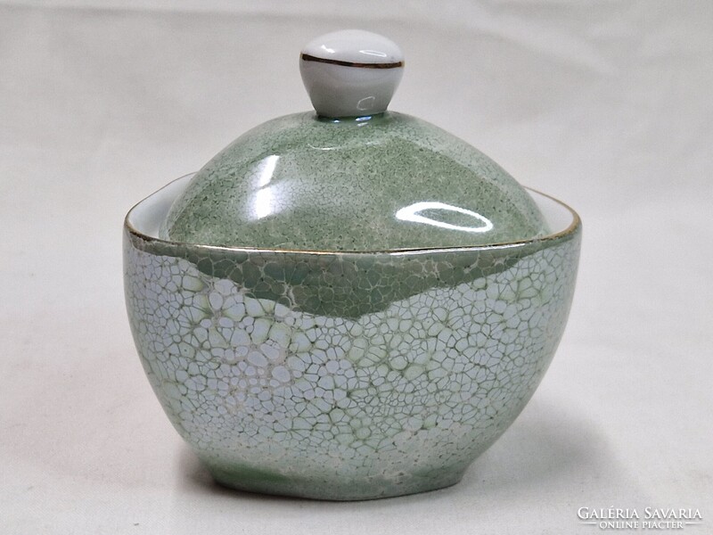Régi Hollóházi lüszter mázas porcelán bonbonier vagy cukortartó hibátlan állapotban 9,5 cm. magas