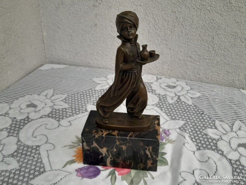 1,-Ft Gyönyörű Jugendstil antik jelzett bronz szobor