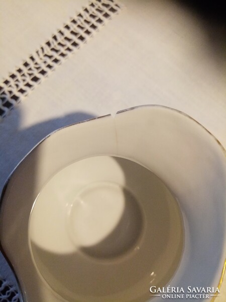 Régi jelzett zöld  virág mintás herendi porcelán tej-, tejszín kiöntó / kancsó