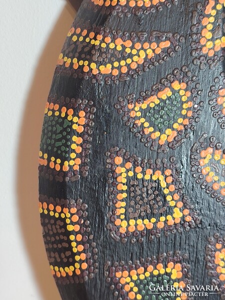 Kézzel faragott, festett fa gekkó dekoráció 100 cm.  ALKUDHATÓ