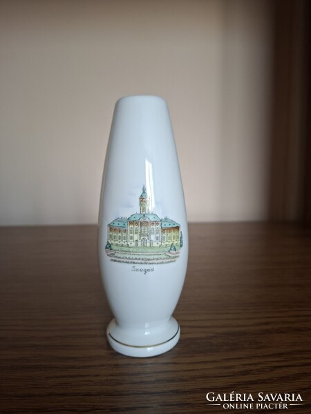 Aquincumi porcelán emlék váza. Szeged. Hibátlan. Jelzett