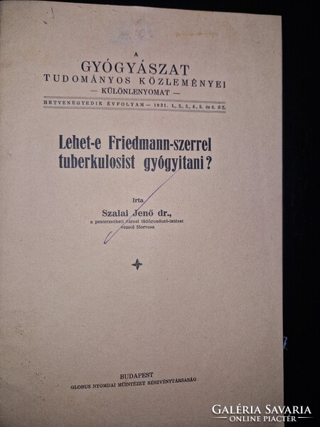 1931, orvosi tárgyú füzet, tuberkulózis