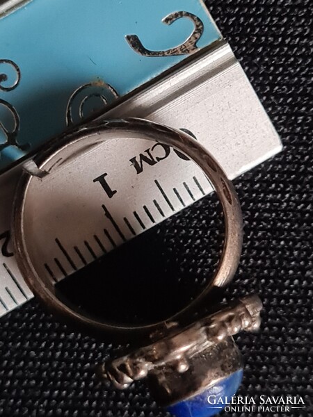 Kék köves lapis lazuli ékszerész által készített gyűrű és nyaklánc medál szett