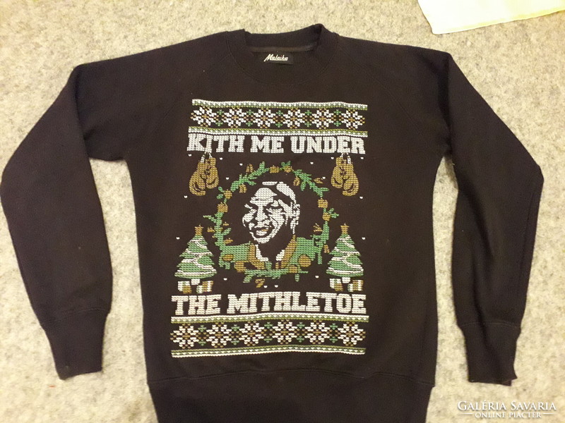 MALAIKA fekete pamut hosszú ujjú pulóver 158 újszerű