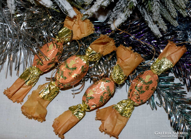 4 darab igazán Régi konzum szaloncukor  ,  karácsonyfadísz