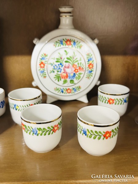 Hollóháza porcelán kulacs + 4 pohár
