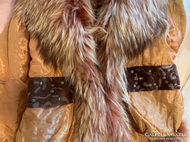 Laura Arden prémium téli bunda – valódi szőrmével és bőr betétekkel