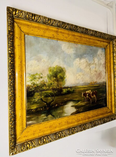 Alkonyi legelő csendje - Olajfestmény