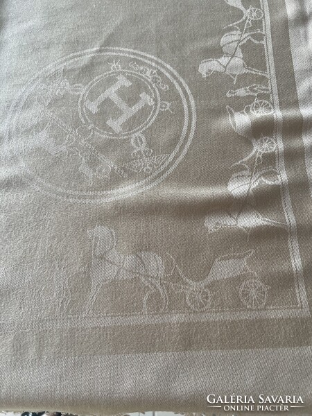 Hermès silk and cashmere scarf in muted gold, 200 x 70 cm