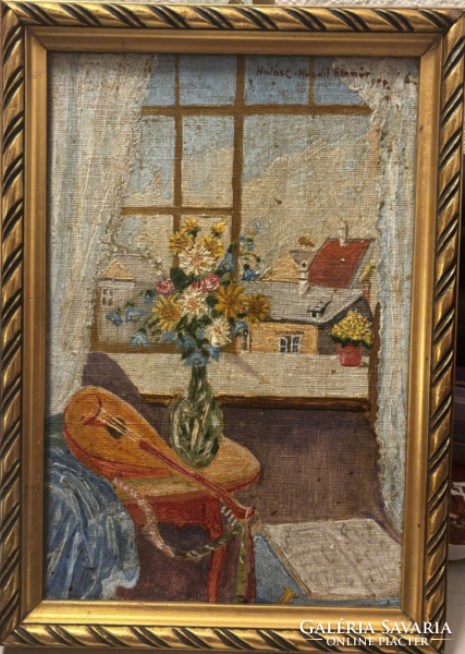 Halász-Hradil Elemér - Enteriőr mandolinnal 1920