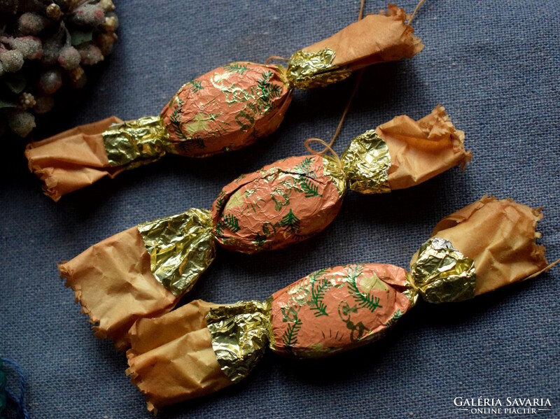 3 darab igazán Régi konzum szaloncukor  ,  karácsonyfadísz