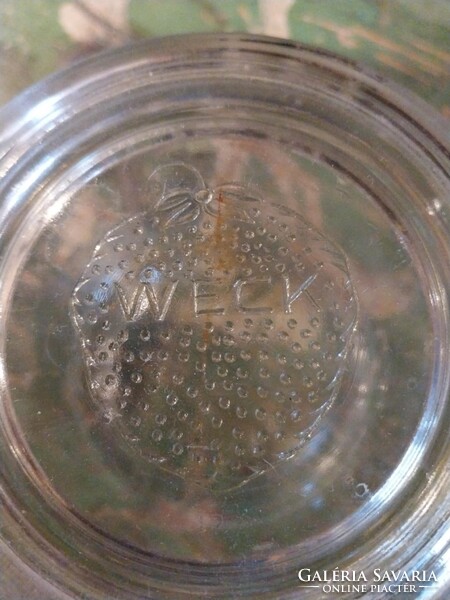 Weck befőttes üveg tetővel, régi üveg, 3/4 l jelöléssel, kis méretű konyhai dekoráció,tároló