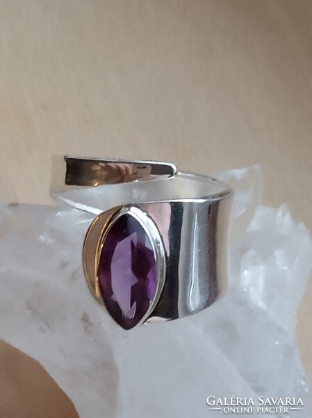 Ametiszt gyűrű 925 Sterling ezüst 57-es állítható