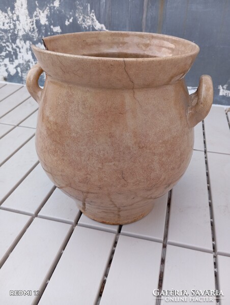 Zsolnay ? füles bödön mázas, hibás, magassága 28 cm, elég nagy