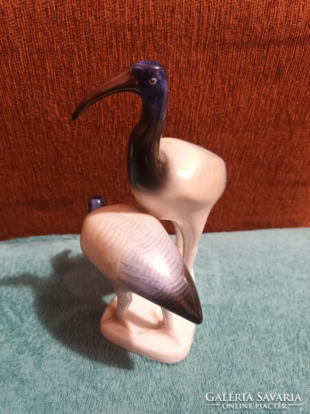 Hollóházi porcelán kézi festésű íbisz madár pár
